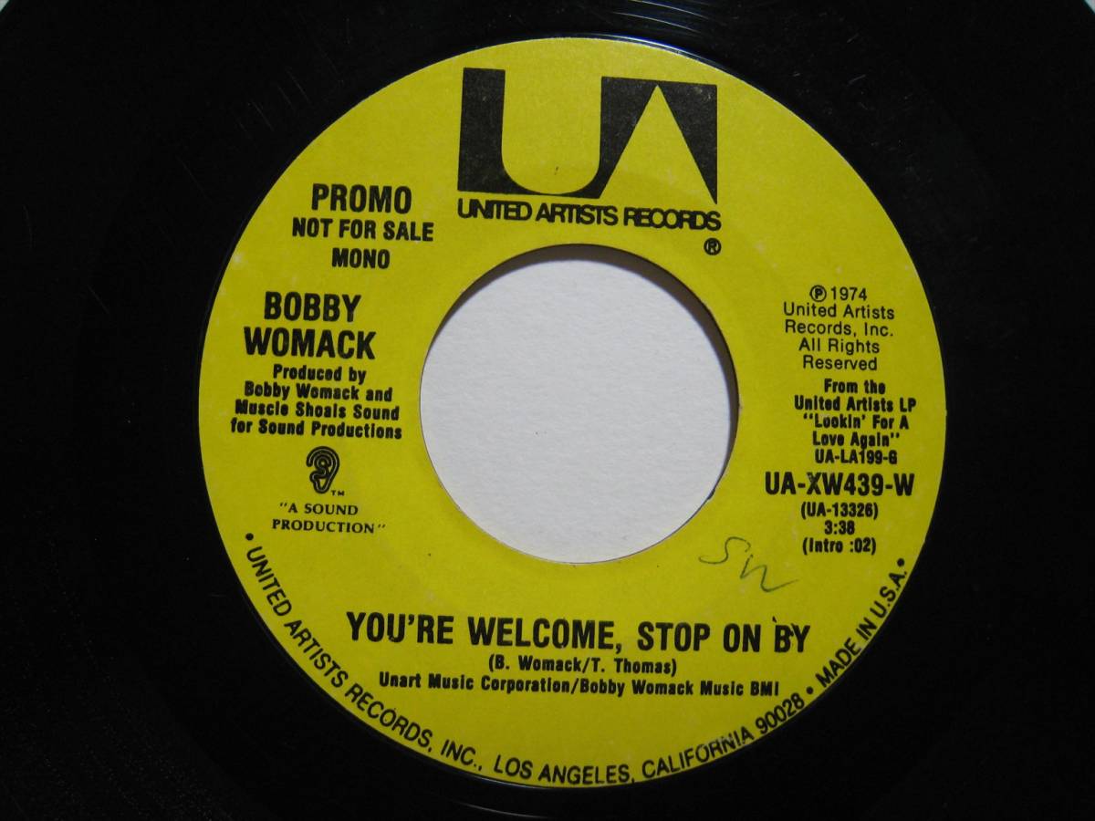 【7”】 BOBBY WOMACK / ●プロモ MONO/STEREO● YOU'RE WELCOME, STOP ON BY US盤 ボビー・ウーマック ストップ・オン・バイ拍卖