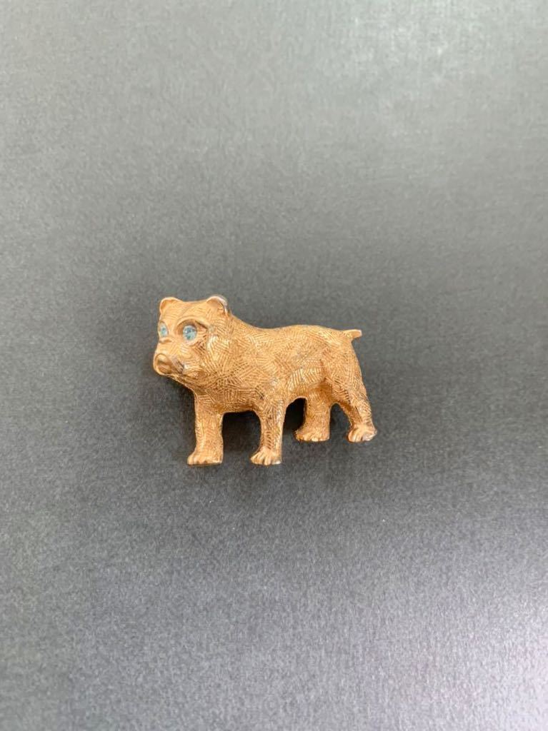 【美品】フランス パリ購入 ヴィンテージ ブルドッグ ゴールド ブローチ フレンチブルドッグ コスチュームジュエリー拍卖