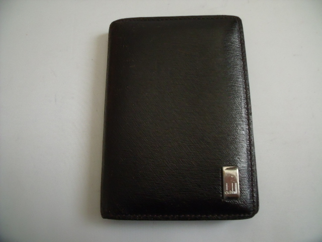 $ 美品 $ レア! ◆ dunhill ◆ ダンヒル ◆ ロゴ金具 レザー製 ◆ 名刺入れ カードケース ◆ 黒 ブラック系 ◆ 送料無料!!拍卖
