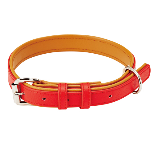 激安即決★ペティオ 平首輪 ソフティレザーカラー M レッド 中型犬用 首輪★新品拍卖