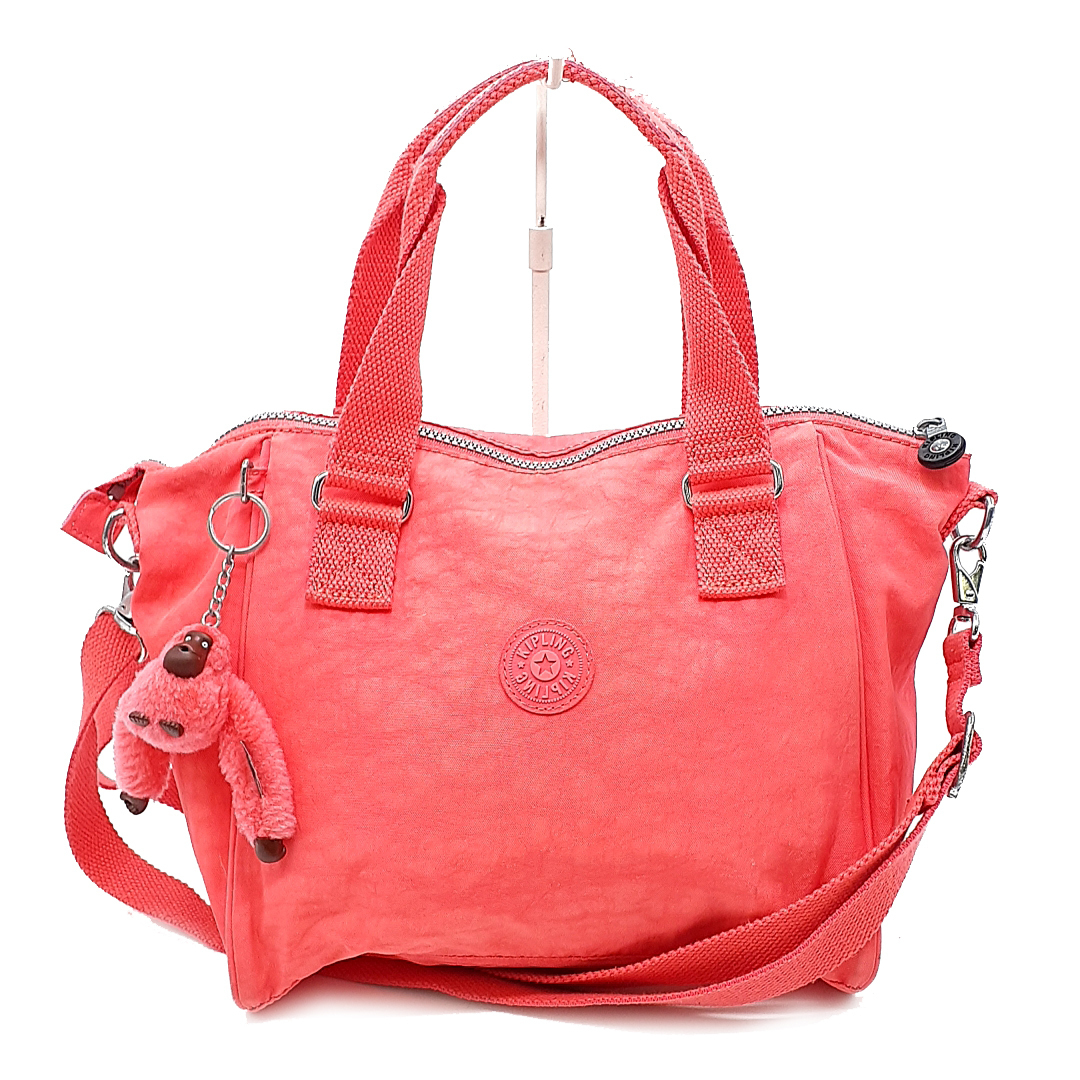 送料無料 キプリング KIPLING ハンドバッグ ショルダーバッグ 鞄 2WAY ゴリラチャーム ナイロン ピンク系 レディース拍卖