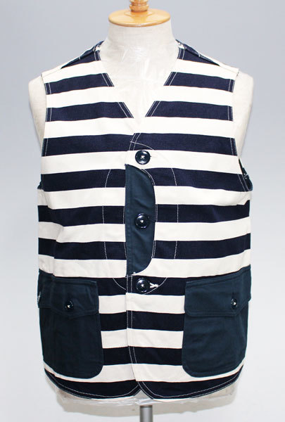 TOPAZ (トパーズ) FISHING VEST “BIG BLACK RIVER” / フィッシングベスト TJ-1216 極美品 ボーダー size 38拍卖