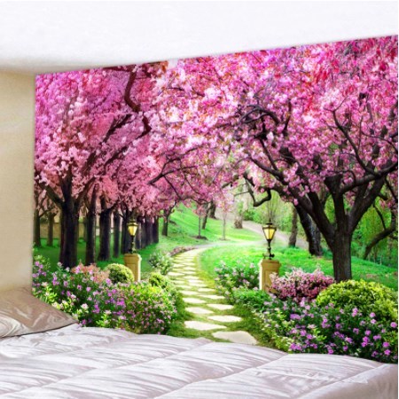 【150x130cm】石の壁紅花サイケデリックタペストリー自由奔放に生きる曼荼羅壁掛けロイヤルブルー 3D ヒッピー壁タペストリーット拍卖