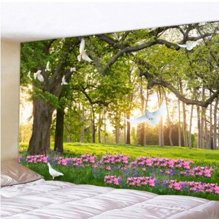 【230x150cm】きらびやかなサイケデリックな森のタペストリー,美しい森のタペストリー,自由奔放に生きるスタイル,家の装飾,大きいサイズ拍卖