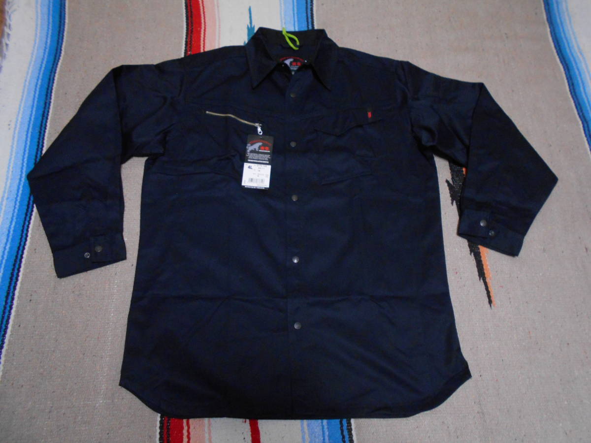 寅壱 TORAICHI 高耐久 速乾性 ワークシャツ ネイビー紺 4L ワークウェアー職人 とび職 大工 建築土木作業 ガレージ DIY WORK WEAR SHIRTS拍卖