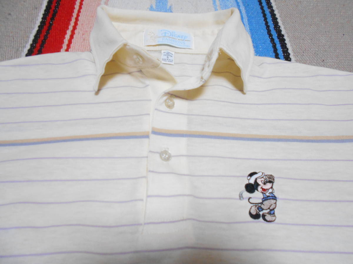 1980年代製 MICKEY MOUSE GOLF MADE IN USA VINTAGE WALT DISNEY ミッキーマウス ポロシャツ ゴルフ ビンテージ 刺繍 ディズニーランド拍卖