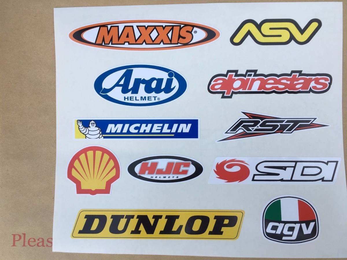 海外 限定品 送料込み SHELL AGV HJC MAXXIS ミシュラン シェル ラミネート ステッカー シール デカール 11枚セット ステッカー拍卖