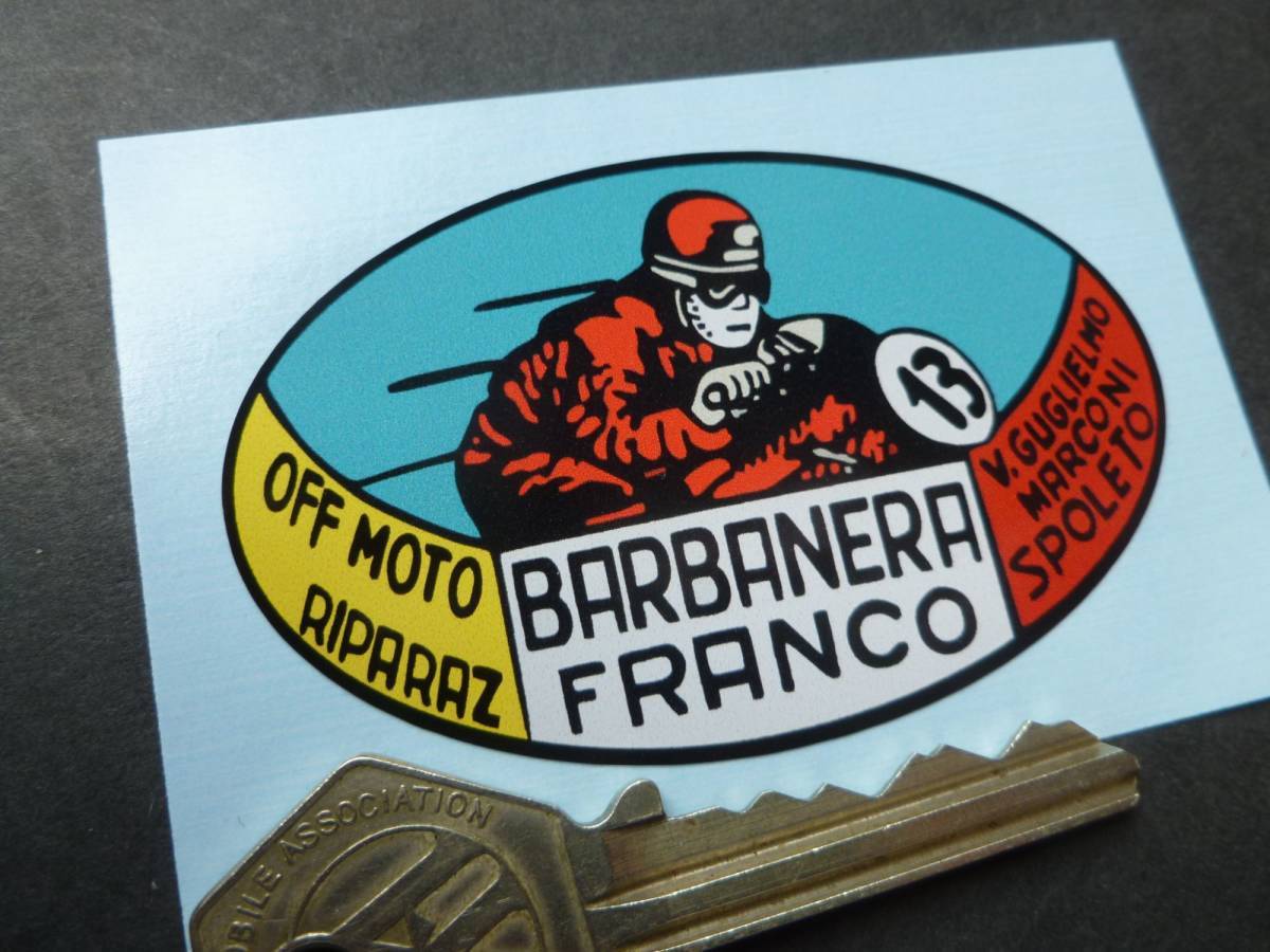 海外 限定品 送料込み Franco Barbanera Italian Motorcycle Dealer Sticker モーターサイクル ステッカーバイク 70mm x 45mm ステッカー拍卖