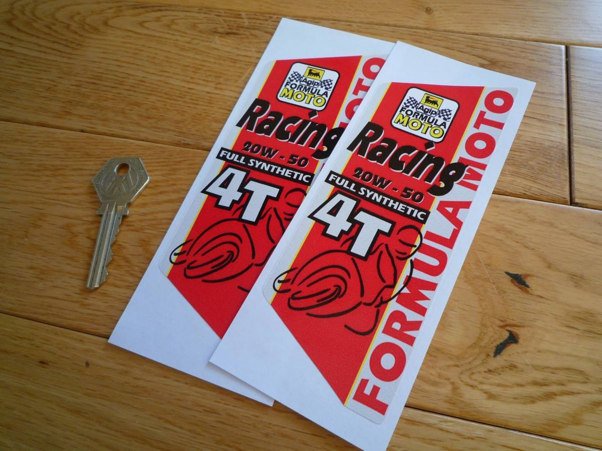 海外 限定品 送料込み Agip Formula Moto 4T Vertical Stickers アジップ ステッカー デカール 2枚セット 60mm x 160mm ステッカー拍卖