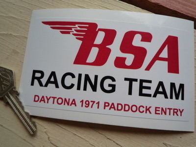 海外 限定品 送料込み BSA Racing Team Daytona 1971 Paddock Sticker ステッカー シール デカール 135mm x 75mm ステッカー拍卖