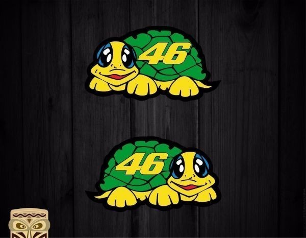 海外 限定品 送料込み バレンティーノ・ロッシ ROSSI 46 VR Turtle 70mm 2枚セット ステッカー拍卖