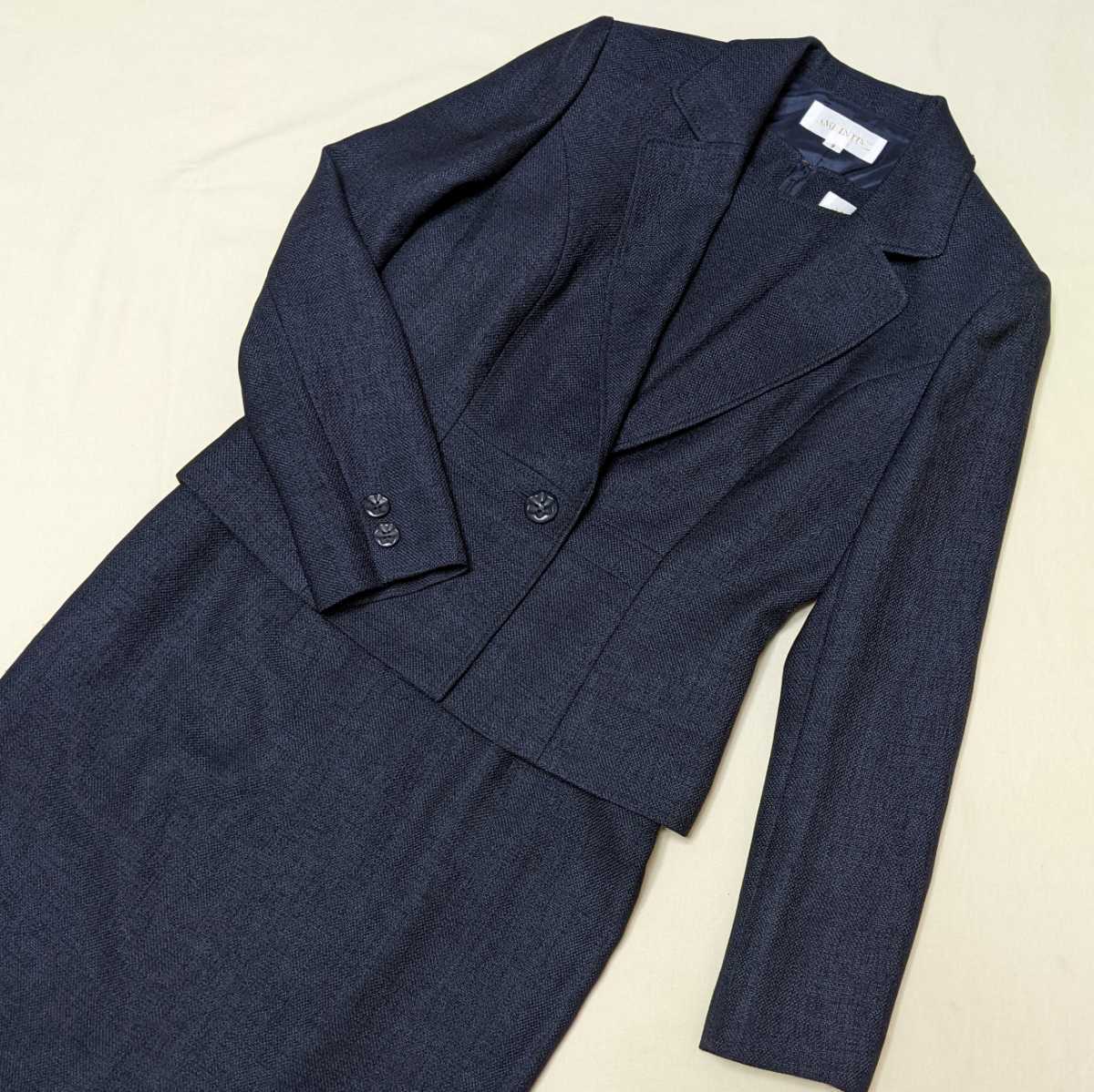 +FD15 AMI INTIME アミアンティム 東京ソワール フォーマル レディース 9号 セレモニー アンサンブル 紺 濃紺 入学式 卒業式拍卖