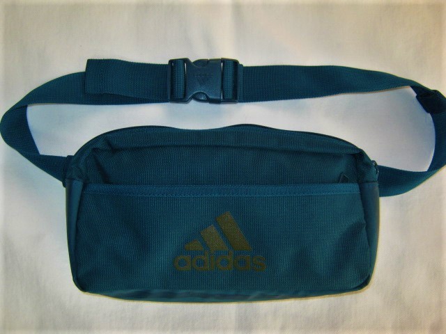 ★中古品 2017年 adidas 3S PER WAISTBAG アディダス ウエストバッグ ブルーグリーン 青緑 ウエストポーチ 3本ライン BR5183 かばん BAG★拍卖