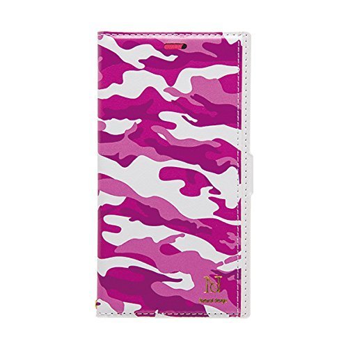 【在庫処分・送料無料】 NATURAL design iPhoneX Xs (5.8インチ) 手帳型ケース カラフルカモ PINK レザー カードポケット ストラップ付拍卖