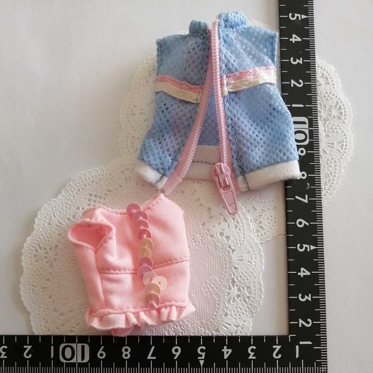 n8183 人形用 トップス2点セット 水色ベスト ピンク トップス ノースリーブス ピュアニーモ リカちゃん ブライス 22cmドール 1/6ドール 拍卖