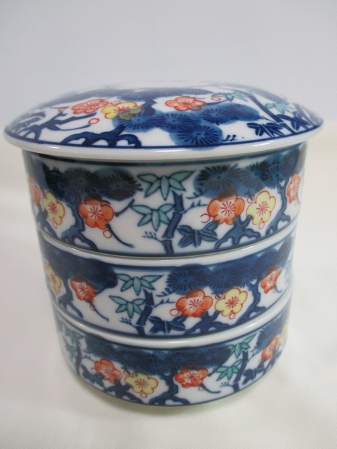 幸 松竹梅三段容器(蓋付)拍卖