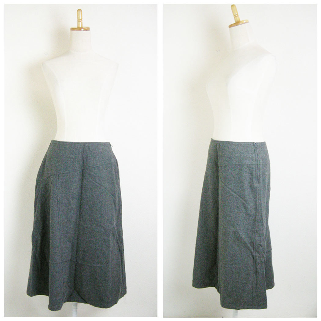 ■Plantation【プランテーション】グレー ロング スカート M■イッセイミヤケ拍卖