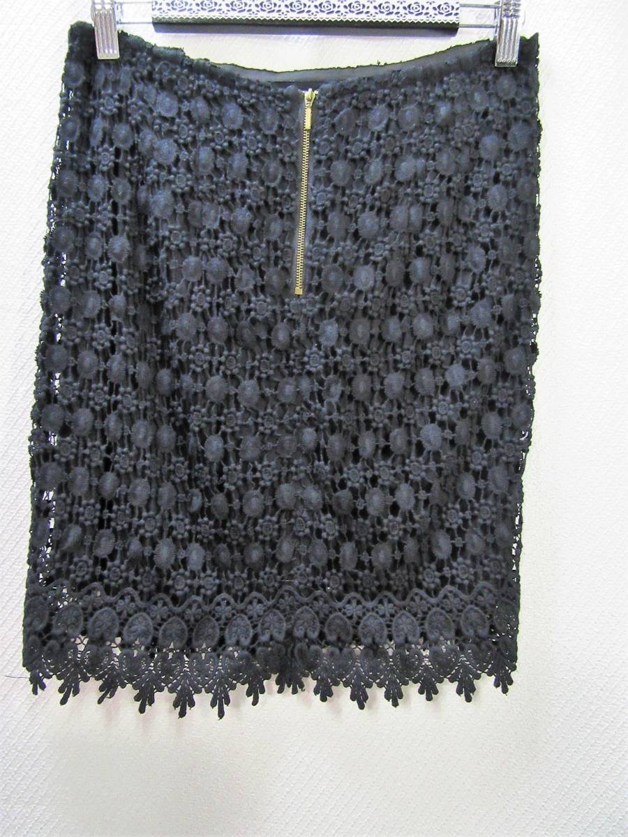 R3★ZARA BASIC レースタイトスカート 黒拍卖