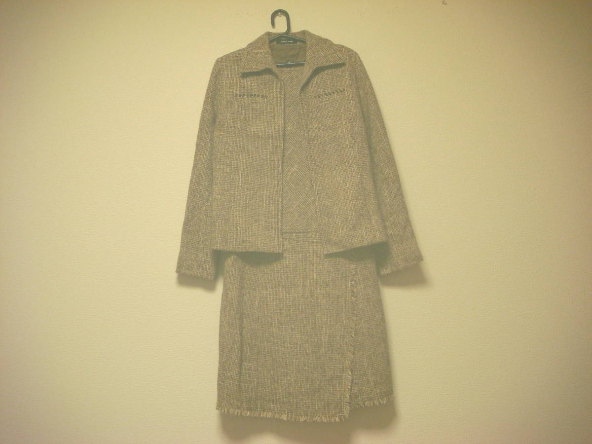 コムサデモード ツイード ジャケット&ワンピース スーツ 茶系 アンサンブル 美品拍卖