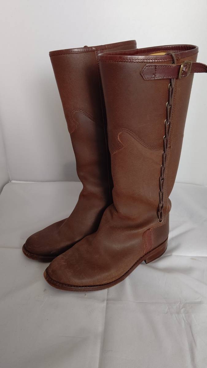 RAMIREZラミレス★本皮革エンジニアブーツ茶色ブラウン36(23cm)★編み上げ風デザインリアルレザーロングブーツ/スペイン製拍卖