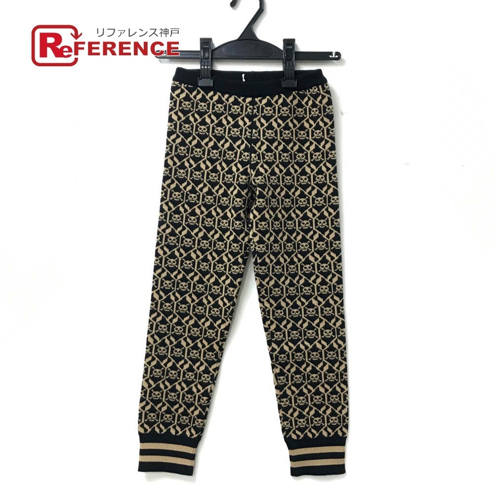 未使用 GUCCI グッチ 484340 スカル デコレーションパターン パンツ コットン キッズ ベージュ×ブラック拍卖