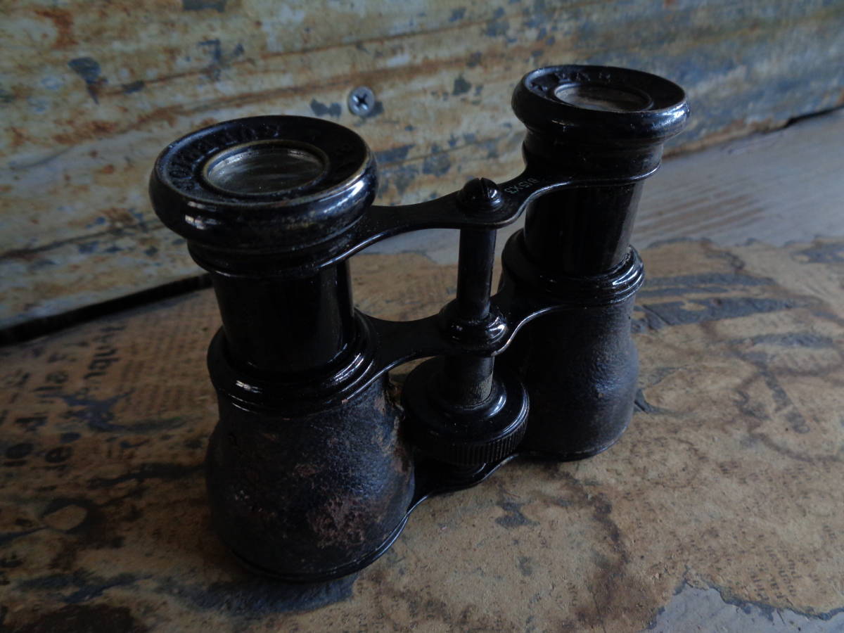 【フランス蚤の市アイアン双眼鏡】古道具アンティーク望遠鏡レンズカメラ鉄製単眼鏡インテリア顕微鏡カフェ店舗什器オペラグラス拍卖