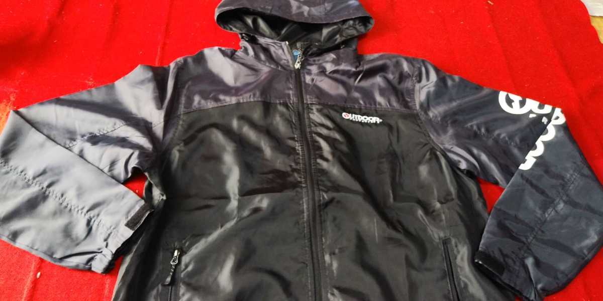 【新品】OUTDOOR 裏メッシュナイロンパーカージャケット LL 黒×グレー拍卖