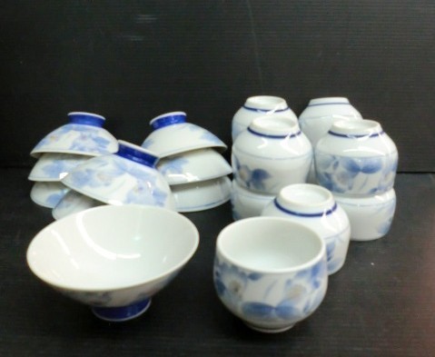 ★ 77859 和食器「 椿 」10点セット【 お茶碗 / 湯呑 】 陶器 陶磁器 和食器 ご飯茶碗 茶碗 飯椀 ゆのみ 湯飲み 中古 ★*拍卖