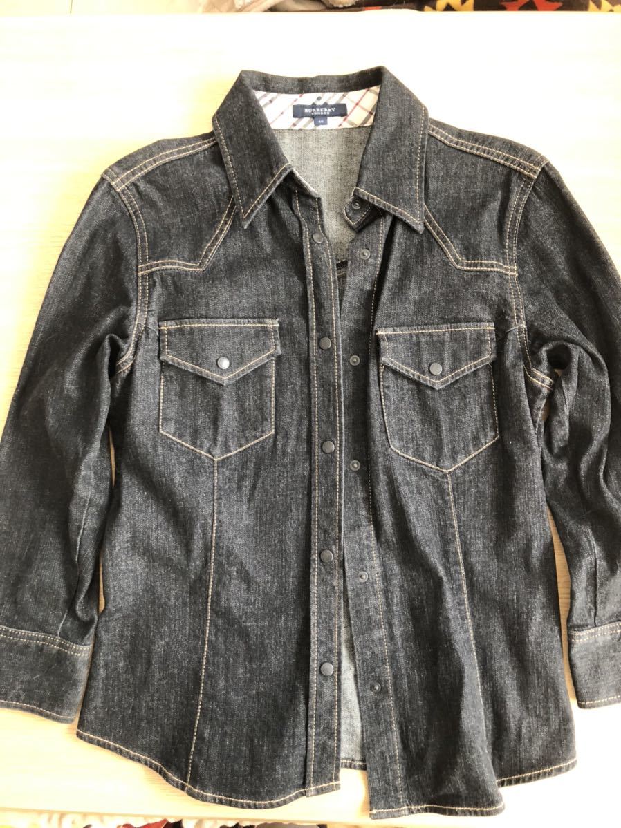 バーバリーロンドン デニムシャツ Gジャン サイズ40 中古 ブラック拍卖