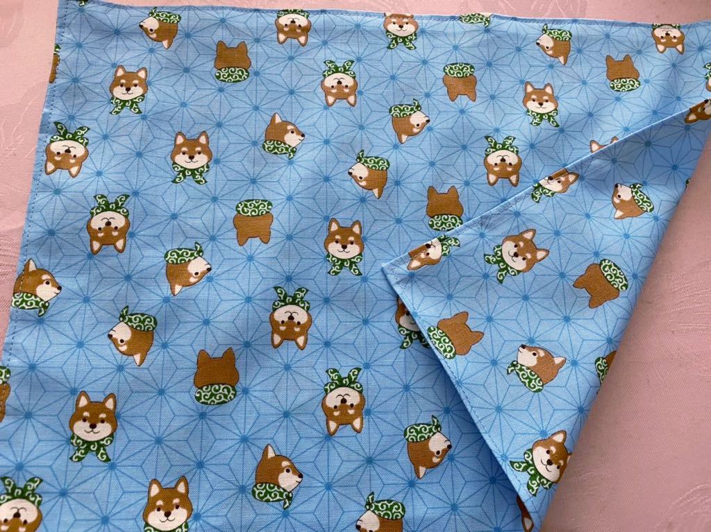 No.117 裏付ランチョンマット ハンドメイド 25x35 犬柄 水色拍卖