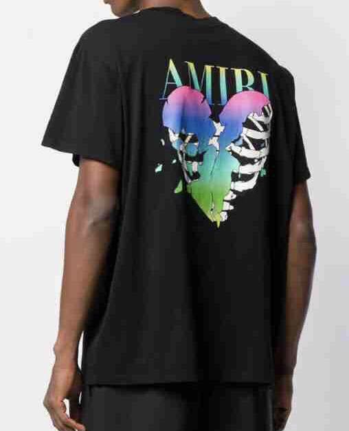 国内正規 未使用 19SS AMIRI アミリ LOVERS BLACK × RAINBOW ラヴァーズ 虹 レインボー Tシャツ XS リステアタグ付き国内正規品拍卖