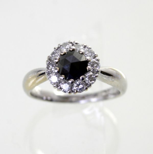 ◎中古美品◎18金WG ブラックダイヤ 0.45ct ダイヤ 0.44ct リング 10.5号拍卖