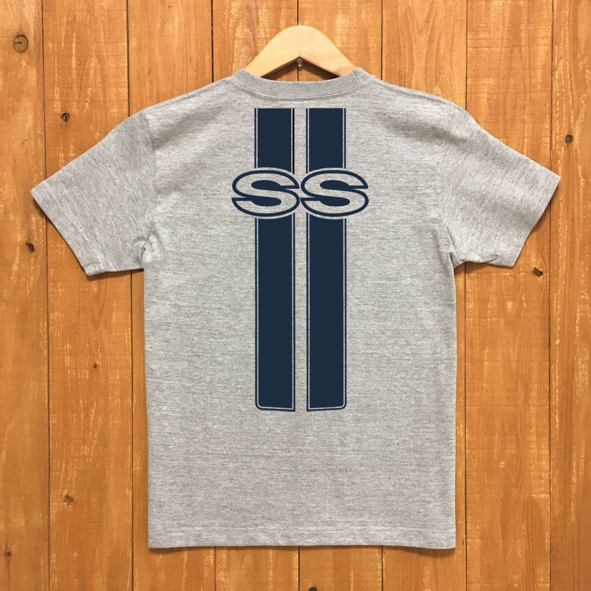 ■ SS Tシャツ■Lサイズ(グレーxネイビー)アメ車 アメリカ シボレー カマロ CHEVROLET CHEVY CAMARO CHEVELLE NOVA拍卖