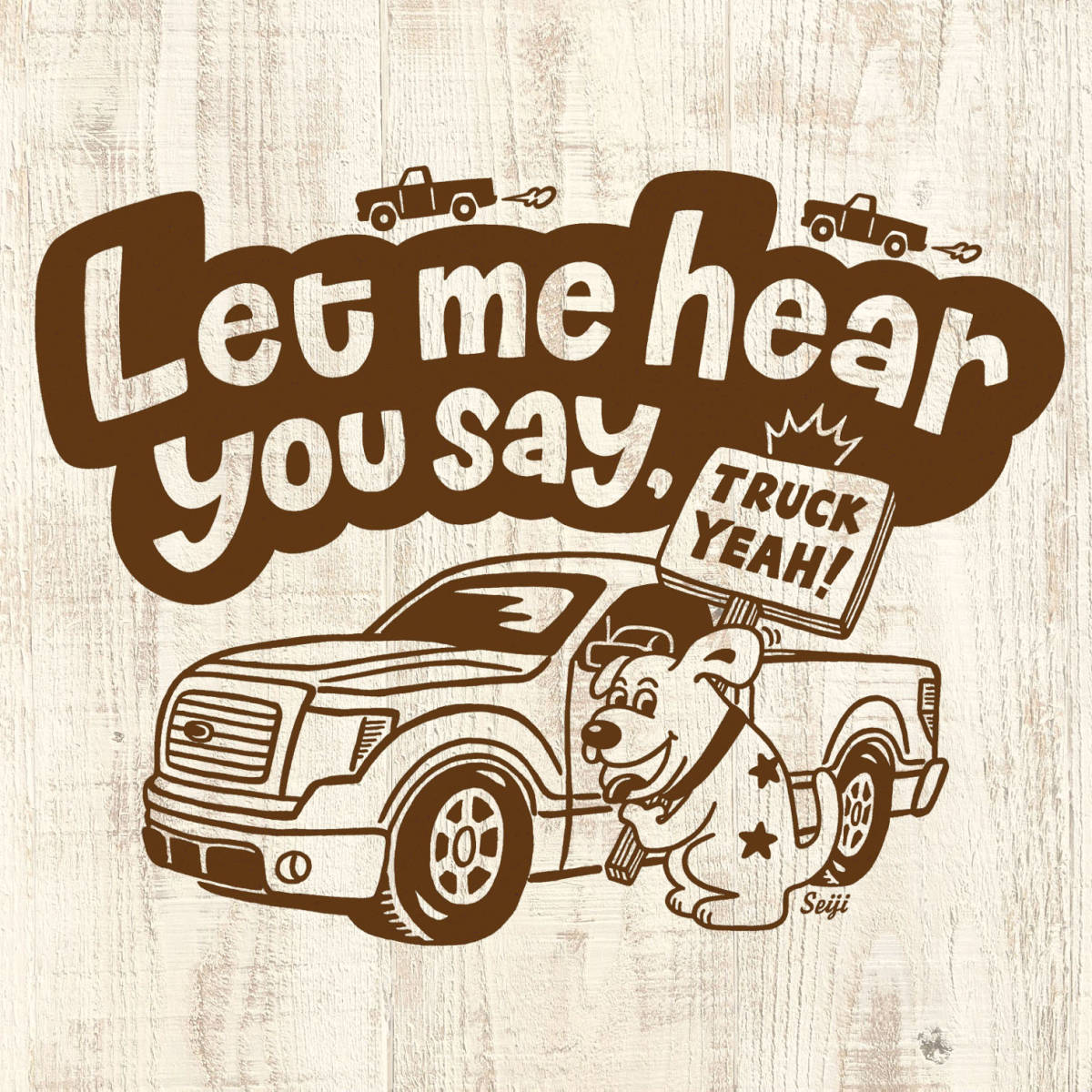 ■TRUCK YEAH Tシャツ■レディースXLサイズ相当(ホワイトxブラウン)アメ車 フォード ドッグ ワンちゃん 犬 FORD DOG拍卖