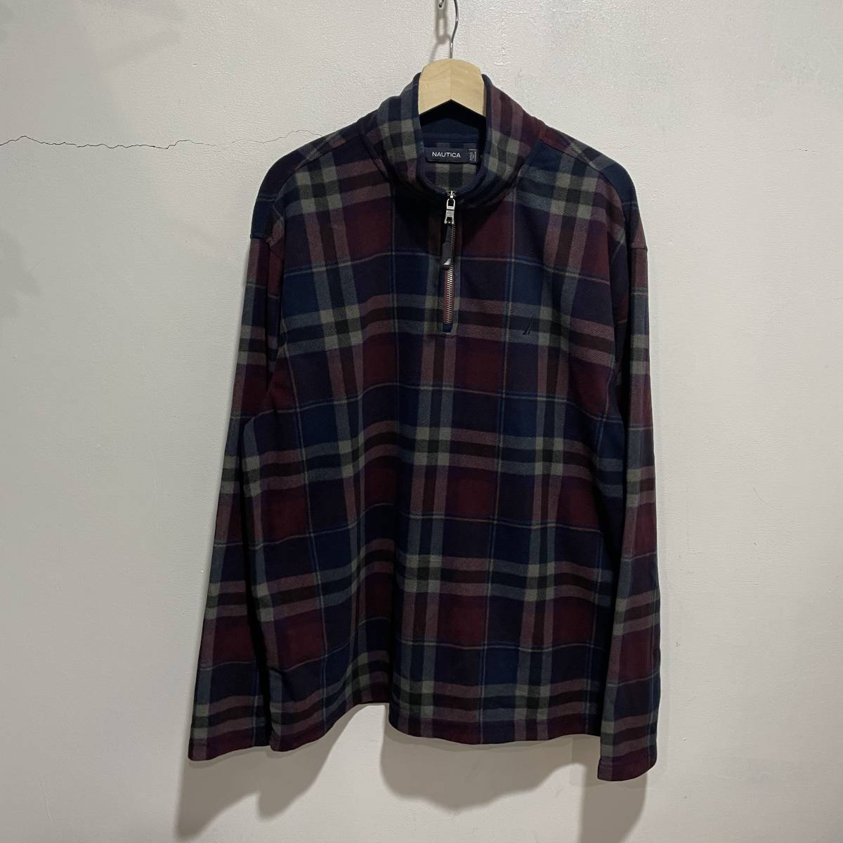 ☆送料無料☆Nautica☆ノーティカ☆チェック柄ハーフジップフリース☆メンズXL☆ストリート☆a20b拍卖