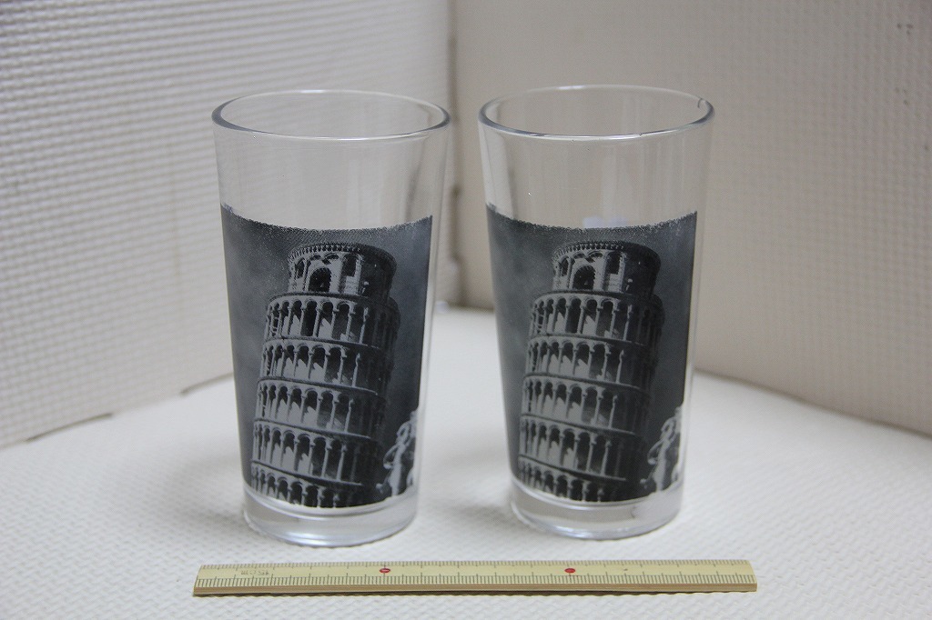 痛み有 ガラス製 Pisa ピサの斜塔 グラス 2個 セット 1個欠け有 イタリア製 検索 コップ イタリア グッズ拍卖