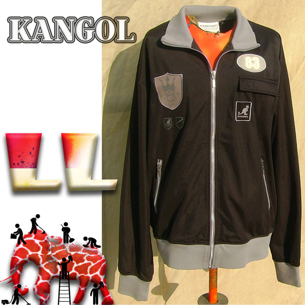 即決◆KANGOL◆カウンセラーブラックjk◆LL◆古着拍卖