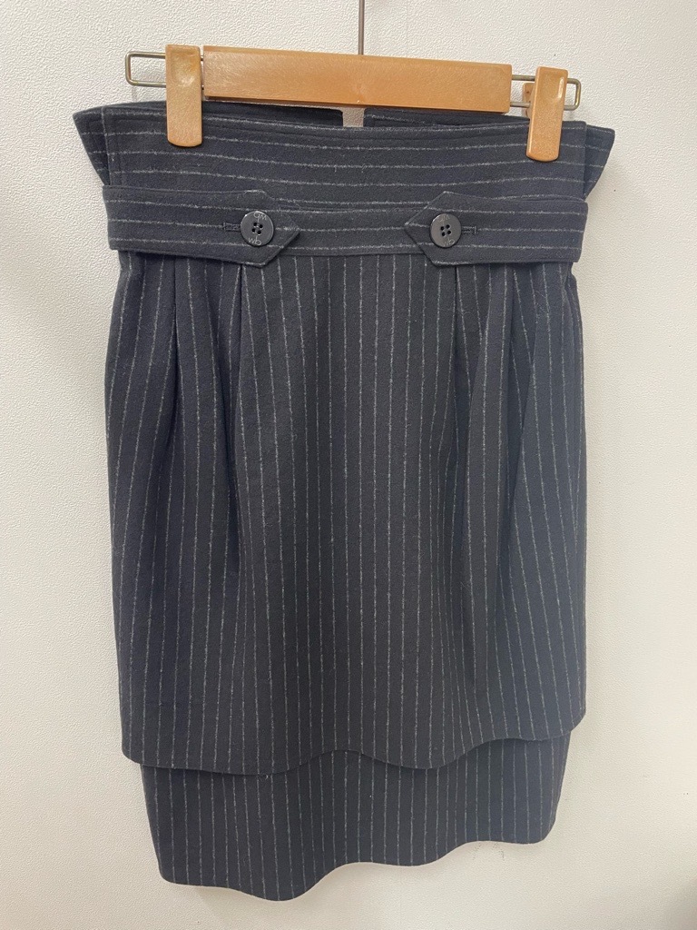 wb(ダブルビー/ビギ) ウール/ナイロン/ポリウレタン/ストライプ/ハイウエスト/タイト/スカート/サイズ36拍卖