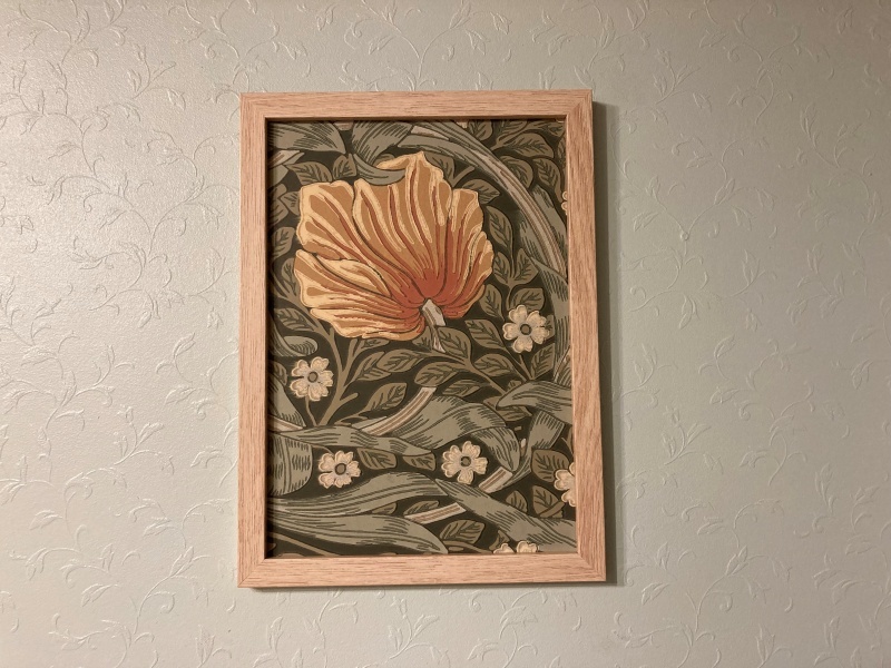売り切りお値下げ!①左向き B5サイズ Willam Morris ウィリアム モリス アートパネル ピンハーネル 壁紙の額装 ファブリック パネル拍卖