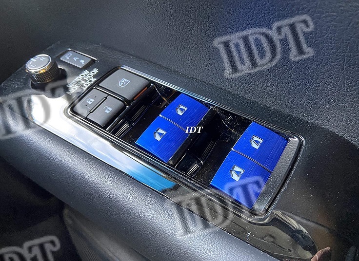 60系 ハリアー アルミ パワーウインドウ スイッチ カバー ブルー ボタン ガーニッシュ 7個セットカスタム パーツ拍卖