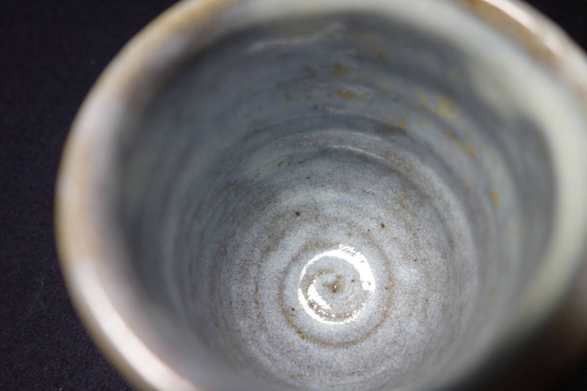 昭和期 幻い 天草青 ビールコップ 廣山焼 陶磁器研究拍卖