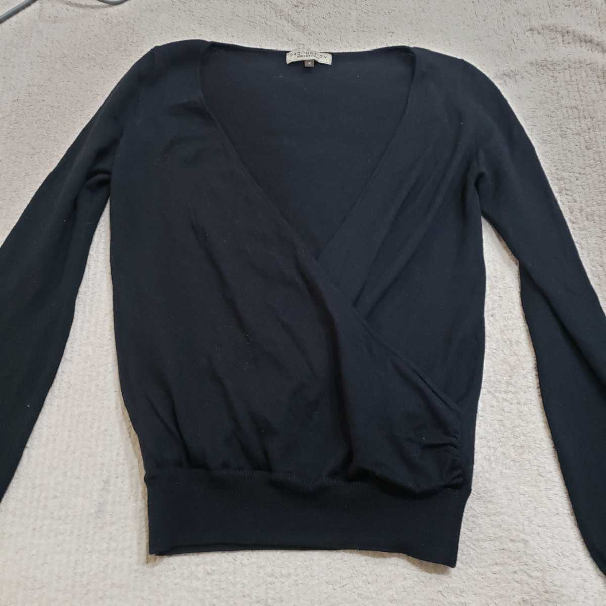 プロポーション ボディドレッシング カシュクールニット ブラック サイズ2 Sサイズ 長袖ニット ウールニット ニットセーター 拍卖