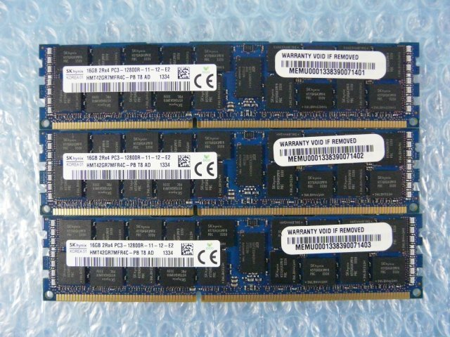 1LEC // 16GB 3枚セット 計48GB DDR3-1600 PC3-12800R Registered RDIMM 2Rx4 HMT42GR7MFR4C-PB SKhynix // Supermicro CSE-216 取外拍卖