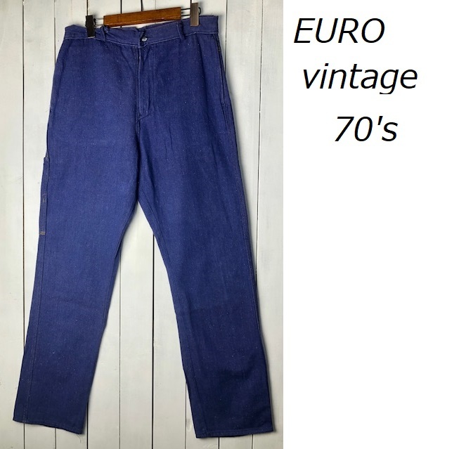 ユーロ古着 Vintage 70s ワークデニムパンツ 94 ヨーロッパ古着 ワークパンツ ヴィンテージ オールド M~L ネップデニム ●6拍卖