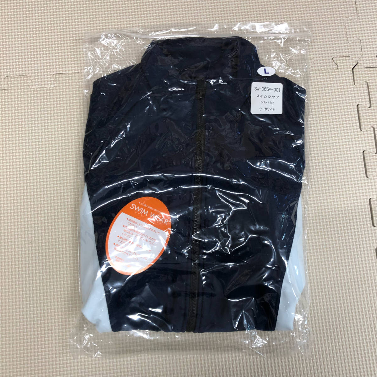 (新品)水着【SW-065A-901】スイムシャツ L ネイビー×シーホワイト/レディース/パット付/フルジップ/REDSWALOW/日本製/スイムウエア拍卖