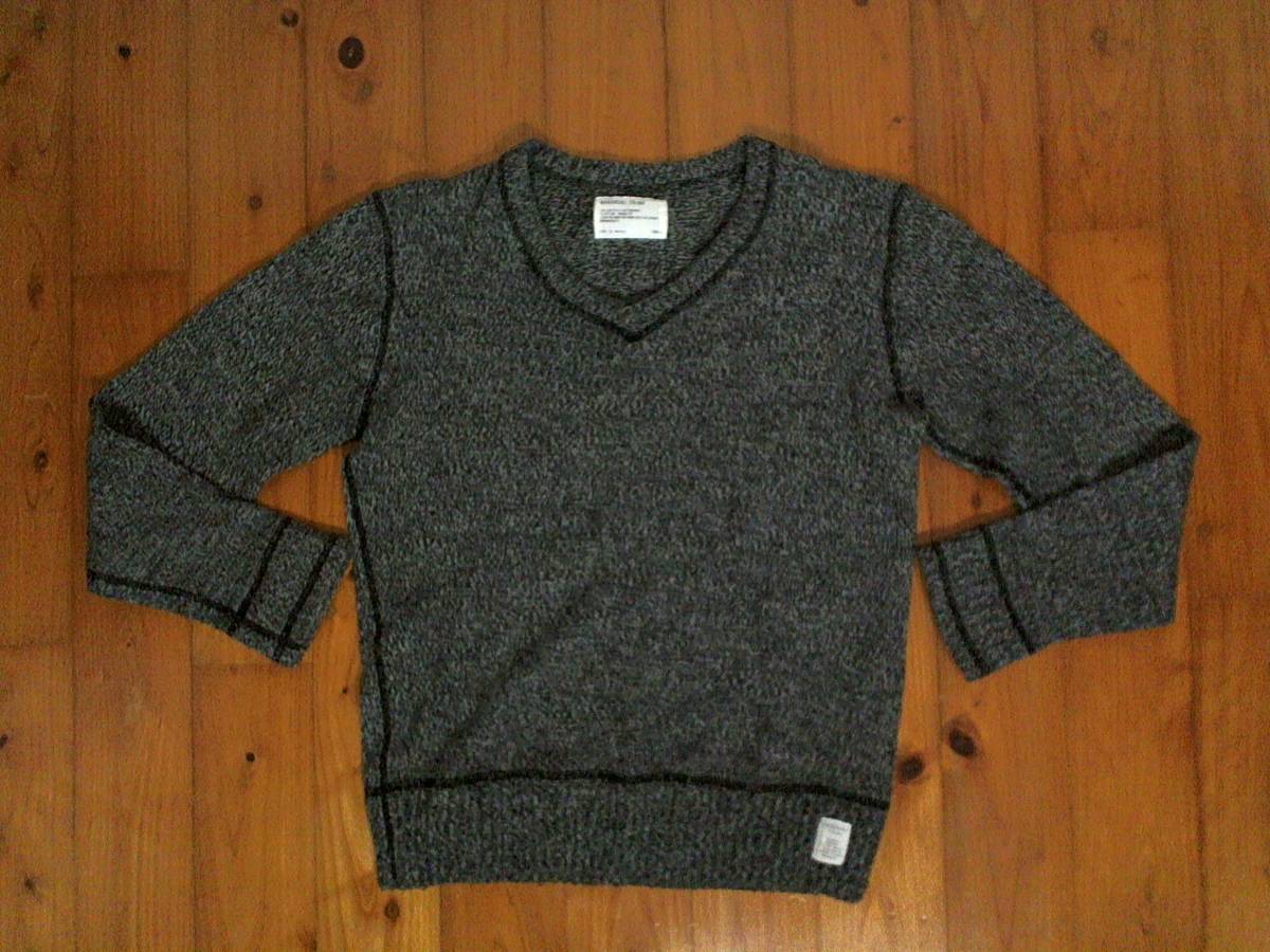 ★アズールバイマウジー【AZUL by moussy】アクリル&毛素材 ニット セーター プルオ-バー Vネック S グレー 灰色 (垣)拍卖
