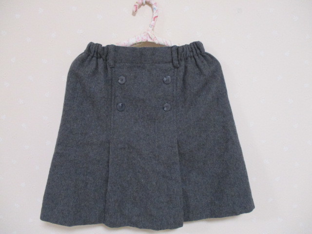 ● ソバカスマリー ワールド ● 可愛いウール混スカート ☆140㎝☆ ダークグレー 20206拍卖