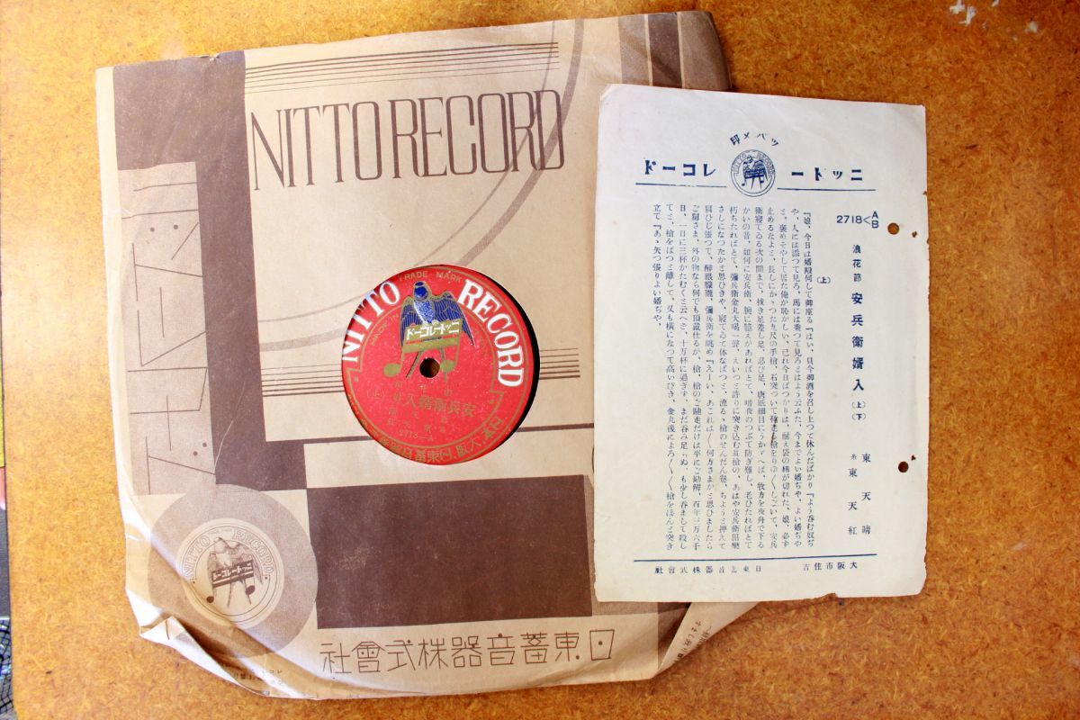 S105/SP盤/ 浪花節「安兵衛婿入」上下/東天晴 歌詞カード付拍卖