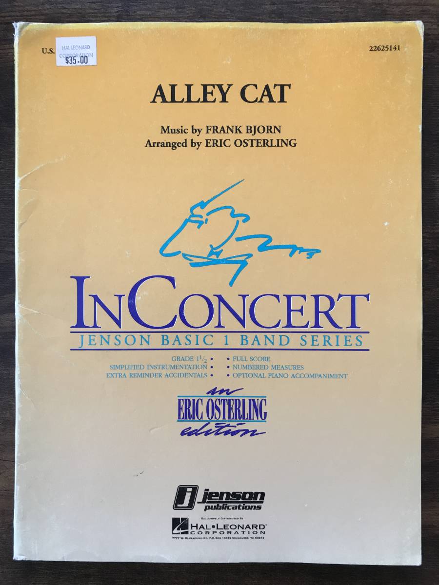 送料無料/吹奏楽楽譜/フランク・ビョルン:アレイ・キャット/エリック・オスタリング編/絶版/ベント・ファブリック/スコア・パート譜セット拍卖