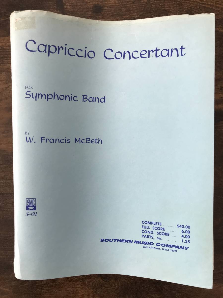 送料無料/吹奏楽楽譜/フランシス・マクベス:カプリッチオ・コンチェルタント/試聴可/スコア&パート譜セット拍卖